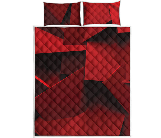 Red Geometric Print Quilt Bed Set