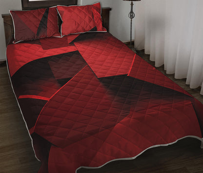 Red Geometric Print Quilt Bed Set