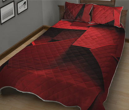 Red Geometric Print Quilt Bed Set