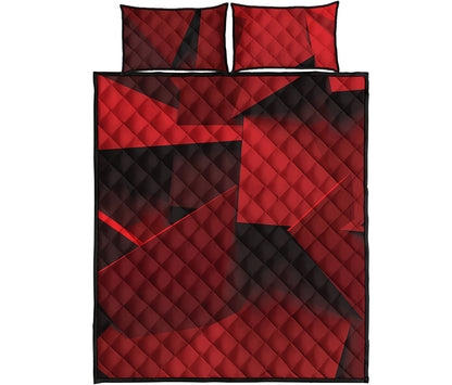 Red Geometric Print Quilt Bed Set