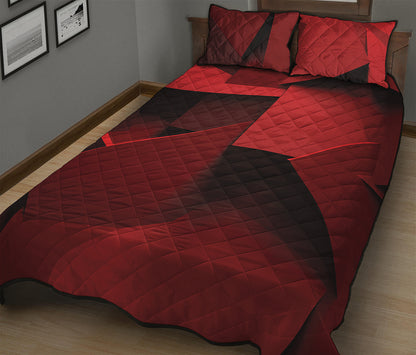 Red Geometric Print Quilt Bed Set