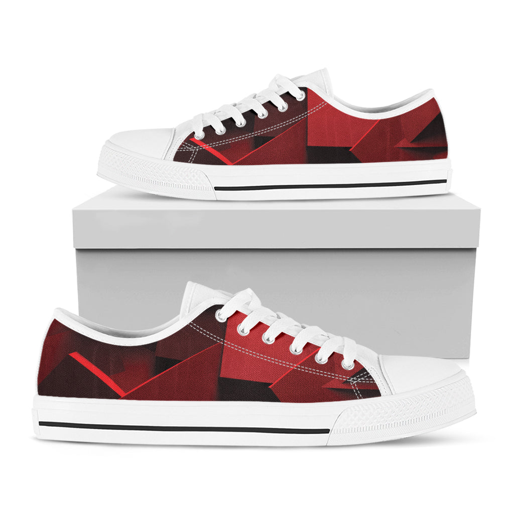 Red Geometric Print White Low Top Shoes