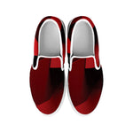 Red Geometric Print White Slip On Shoes