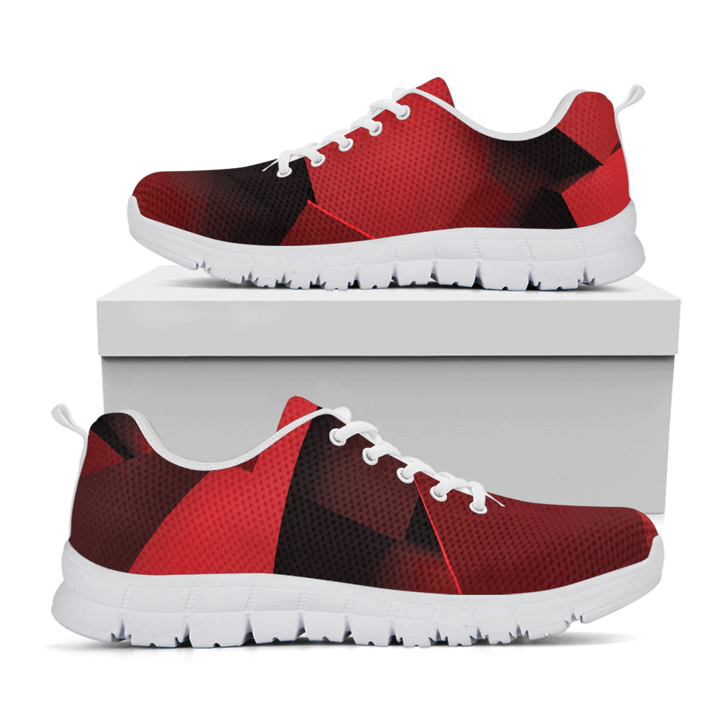 Red Geometric Print White Sneakers