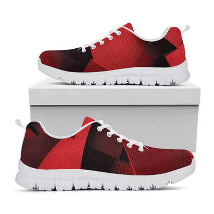 Red Geometric Print White Sneakers