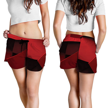 Red Geometric Print Women's Shorts