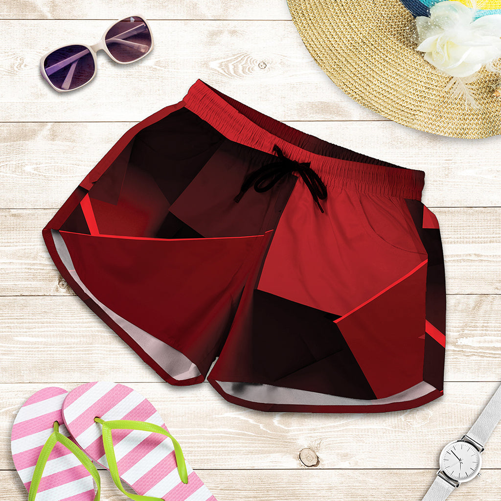 Red Geometric Print Women's Shorts