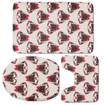 Red Glasses Pug Pattern Print 3 Piece Bath Mat Set
