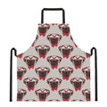 Red Glasses Pug Pattern Print Apron