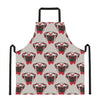 Red Glasses Pug Pattern Print Apron