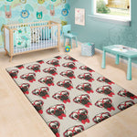 Red Glasses Pug Pattern Print Area Rug