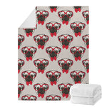 Red Glasses Pug Pattern Print Blanket