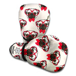Red Glasses Pug Pattern Print Boxing Gloves