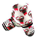 Red Glasses Pug Pattern Print Boxing Gloves