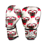 Red Glasses Pug Pattern Print Boxing Gloves