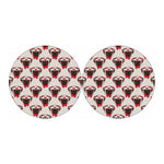 Red Glasses Pug Pattern Print Car Coasters