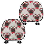Red Glasses Pug Pattern Print Car Headrest Covers