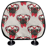 Red Glasses Pug Pattern Print Car Headrest Covers
