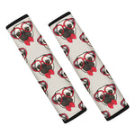 Red Glasses Pug Pattern Print Car Seat Belt Covers