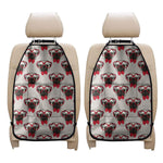 Red Glasses Pug Pattern Print Car Seat Organizers
