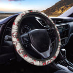 Red Glasses Pug Pattern Print Car Steering Wheel Cover