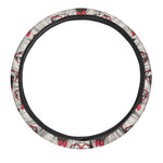 Red Glasses Pug Pattern Print Car Steering Wheel Cover