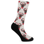 Red Glasses Pug Pattern Print Crew Socks