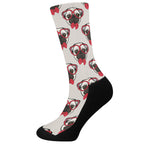 Red Glasses Pug Pattern Print Crew Socks