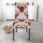 Red Glasses Pug Pattern Print Dining Chair Slipcover