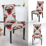 Red Glasses Pug Pattern Print Dining Chair Slipcover