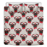 Red Glasses Pug Pattern Print Duvet Cover Bedding Set
