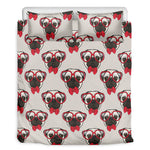 Red Glasses Pug Pattern Print Duvet Cover Bedding Set
