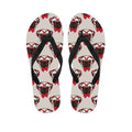 Red Glasses Pug Pattern Print Flip Flops