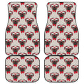 Red Glasses Pug Pattern Print Front and Back Car Floor Mats