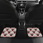 Red Glasses Pug Pattern Print Front and Back Car Floor Mats