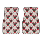 Red Glasses Pug Pattern Print Front Car Floor Mats