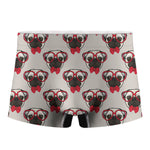 Red Glasses Pug Pattern Print Men's Boxer Briefs