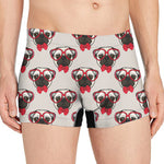 Red Glasses Pug Pattern Print Men's Boxer Briefs