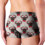 Red Glasses Pug Pattern Print Men's Boxer Briefs