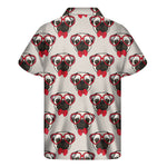 Red Glasses Pug Pattern Print Men's Short Sleeve Shirt