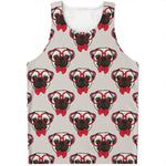 Red Glasses Pug Pattern Print Men's Tank Top
