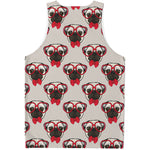 Red Glasses Pug Pattern Print Men's Tank Top