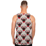 Red Glasses Pug Pattern Print Men's Tank Top