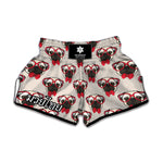 Red Glasses Pug Pattern Print Muay Thai Boxing Shorts