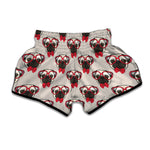 Red Glasses Pug Pattern Print Muay Thai Boxing Shorts