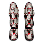 Red Glasses Pug Pattern Print Muay Thai Shin Guard