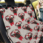 Red Glasses Pug Pattern Print Pet Car Back Seat Cover