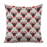 Red Glasses Pug Pattern Print Pillow Cover