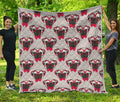 Red Glasses Pug Pattern Print Quilt