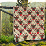Red Glasses Pug Pattern Print Quilt
